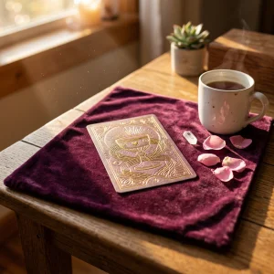 Kad tarot penuh kegembiraan termasuk Ace of Cups dan Four of Wands yang melambangkan cinta sejati dan ikatan jodoh.