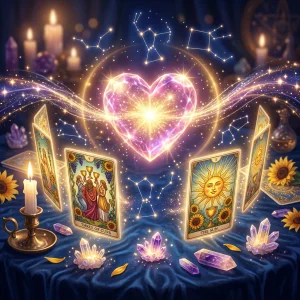 Legung aus einem 78-Karten-Tarotdeck für intuitive Karriereplanung und astrologische Berufsberatung.